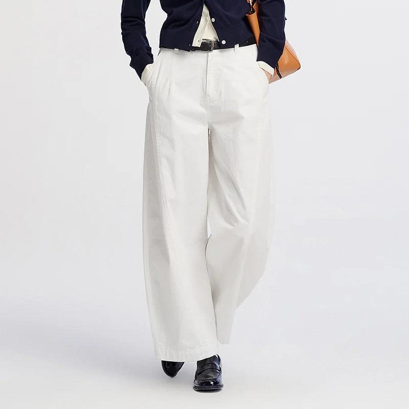 Semir Women Pants Washed Brushed Curved Barrel Leg Elastic Waist Loose Casual Autumn Trousers Daily Wear 2026