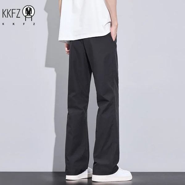 Men Elastic Waist Drawstring Wide Leg Pants Relaxed Fit Lightweight Material For Street Style Dating And Daily Commute Wear