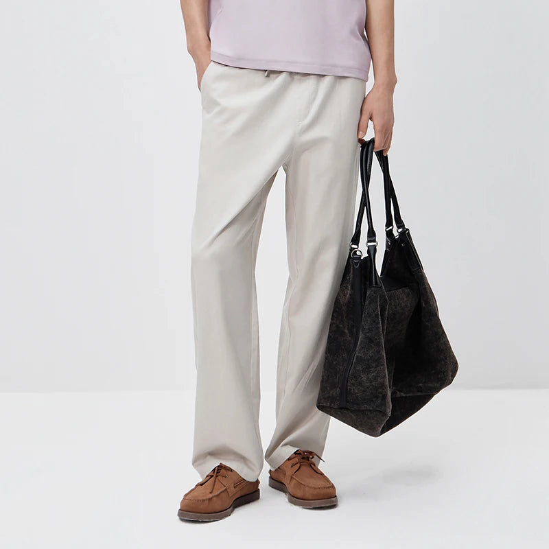 Semir Men Pants Cotton 2026 Linen Stretch Solid Loose Fit Straight Urban Casual Everyday Style Soft Comfortable Daily Wear