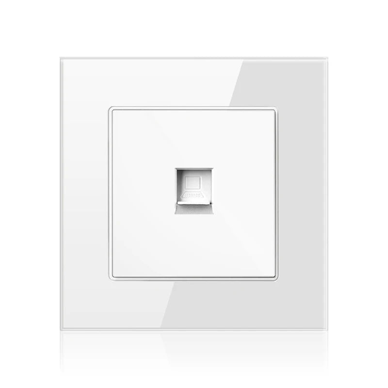 Cat6 Rj45 Wall Socket Network Socket With TV Wall Data Double Socket Telephone Tempered Glass Panel Computer Wall Net Outlet