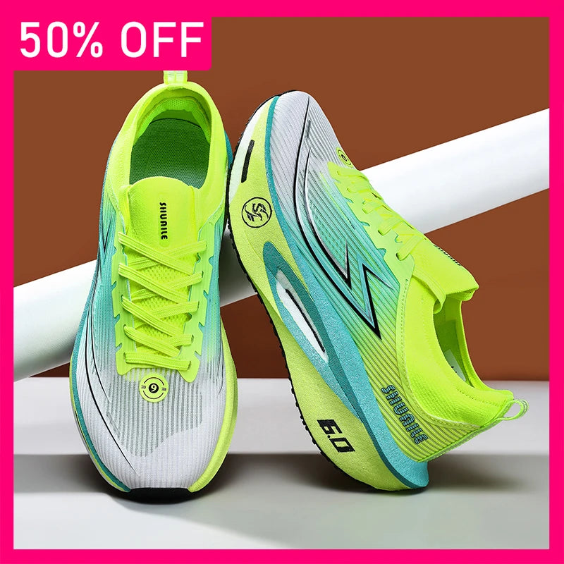 Unisex Sneakers High Quality Mesh Breathable Marathon Light Outdoor Training Shoes Thick Soled Damping Anti Slip Running Shoes