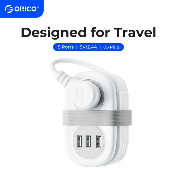 ORICO Electrical Power Strip 2 AC Outlets 2 USB Port 1 Type C Multitap Socket Extension Cord Fast Charging Network Filter Travel