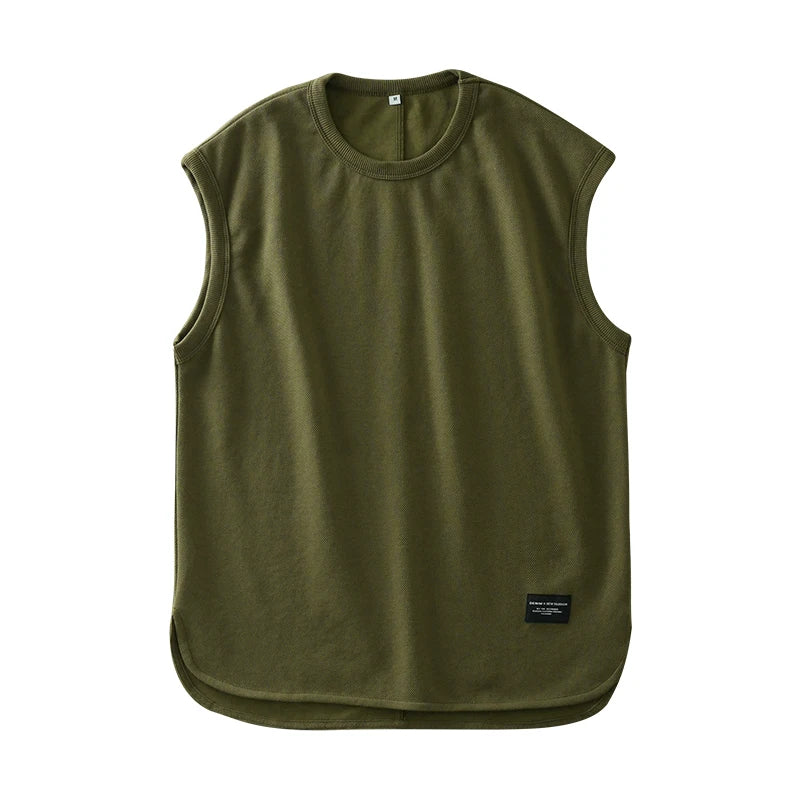 DUKEEN Pique Fabrics Sleeveless T-Shirt for Men Summer Breathable Basketball Sports Solid Color Vest Men's White Basic Tank