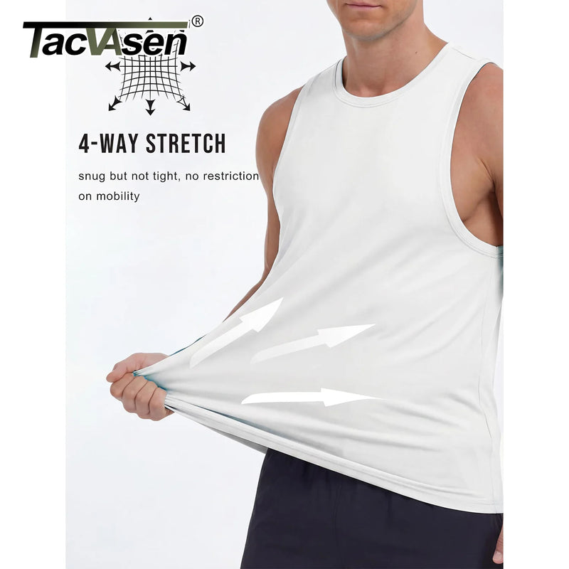 TACVASEN Summer Dry Fit Muscle Tank Tops Mens Workout Sleeveless Cut off Shirts Gym Fitness Bodybuilding Vest Athletic Tank Tops