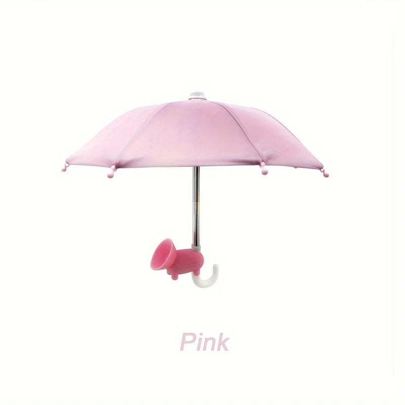 1Pack Mini Phone Umbrella with pig Suction Cup Stand  Anti Glare Sun Protection,Rain Shield for Smartphones.Durable Construction