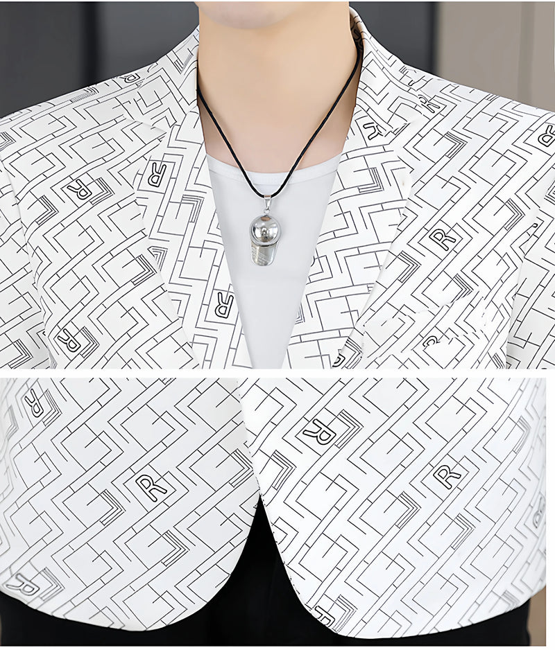 2026 Men's Long-sleeve Suit Jackets for Spring and Fall; Single-Breasted, V-neck Casual Blazers Available in White, Black, Khaki