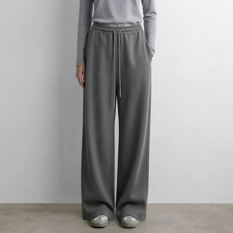 Amii Wide Leg Pants Drawstring Elastic Waist Loose Fit Autumn 2026 New Casual Comfortable Soft Versatile Women's Pants 12623035