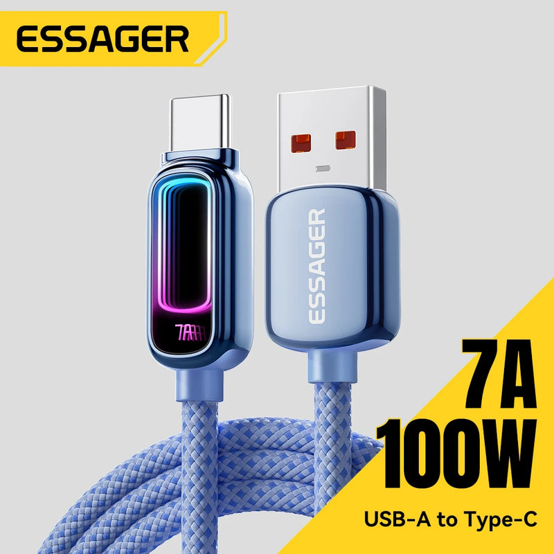 Essager 7A USB Type C Cable For Realme Xiaomi Huawei OPPO 100W PD Fast Charging Cable For MacBook Laptop iPhone 17 iPad Samsung