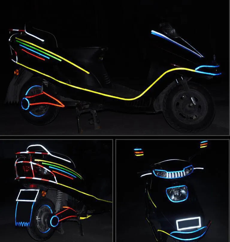 SEAMETAL 1cm*8m Car Stickers Reflective Tape Fluorescent Car Styling Decals Safety Warning Strips for Car Motorcycle MTB Bike