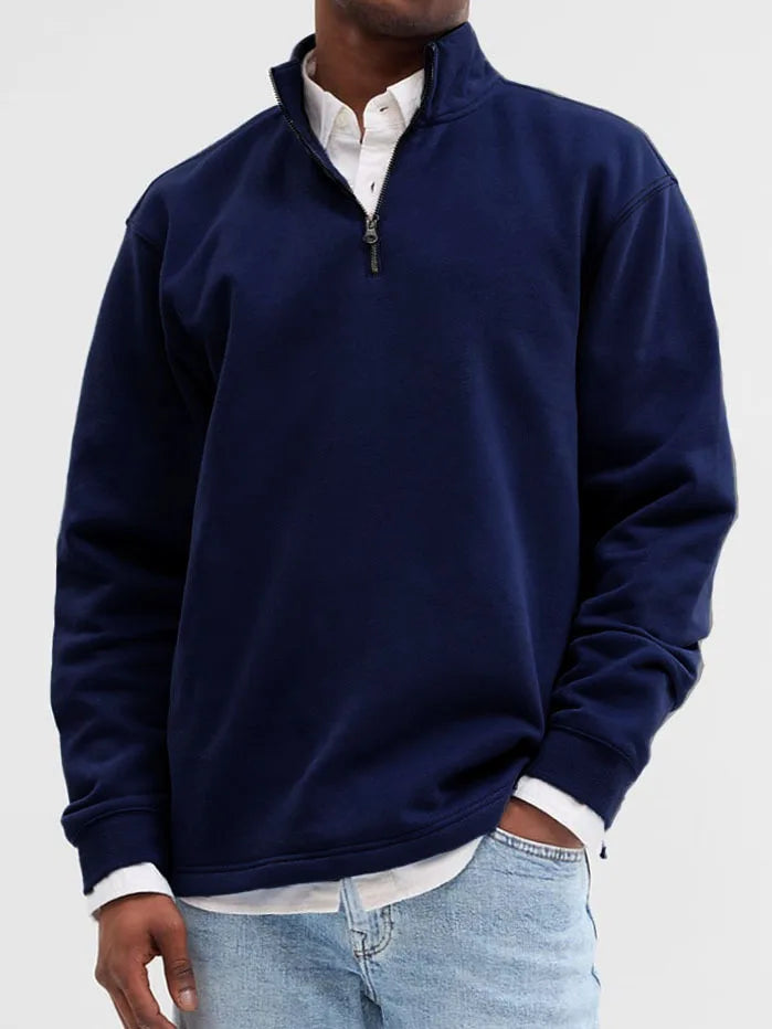 Men's Half-Zip Knit Hoodie – Soft Gray Pullover with Relaxed Fit, Modern Drop Shoulder Design 13 Colors Available