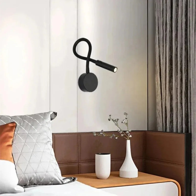 ចង្កៀងជញ្ជាំង JOYINLED រចនាបែបទំនើប ពណ៌ខ្មៅ ស រាងដូចកង្ហារ សម្រាប់បន្ទប់គេង តុ ក្បាលគ្រែ ភ្លើង LED តុបតែង