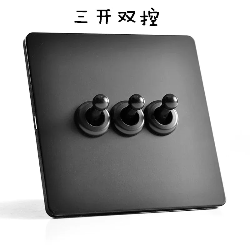 Depoguye High Quality Retro European Lamp Switch Socket, Stainless Steel Brass Toggle Switch Plate, Household Wall Lamp Switch