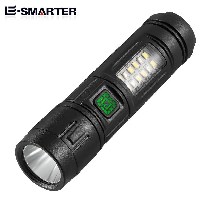 ESMARTER ពិល LED ភ្លឺខ្លាំង ចល័តបាន ពិលអាចសាកបាន ភ្លើងការងារ ភ្លើងបោះតង់ក្រៅផ្ទះ ជាមួយភ្លើងចំហៀង COB