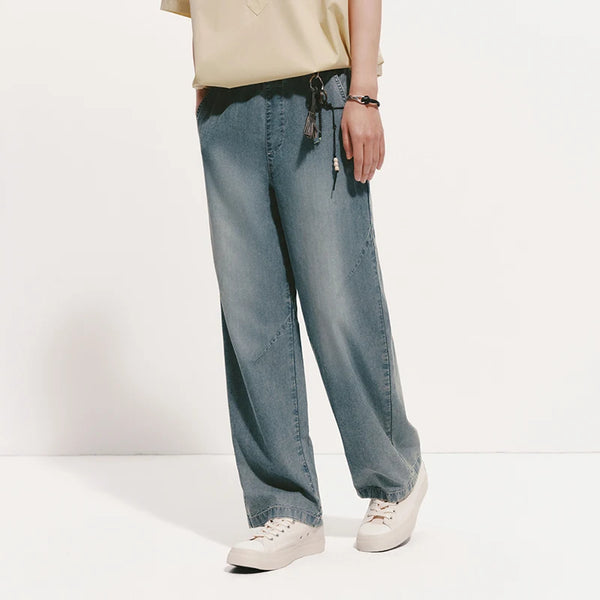 ខោបុរស Semir Denim ត្រជាក់មានអារម្មណ៍ទន់ជើងធំទូលាយចង្កេះយឺតអាចបត់បែនបានធម្មតារដូវក្តៅឆ្នាំ ២០២៦ ម៉ូដសម្លៀកបំពាក់ប្រចាំថ្ងៃ