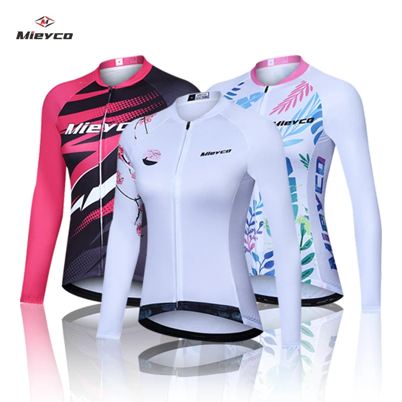 Women's Long Sleeve Cycling Jersey Quick Dry Breathable MTB Road Bike Shirt Spring Autumn Riding Training Sportswear Top