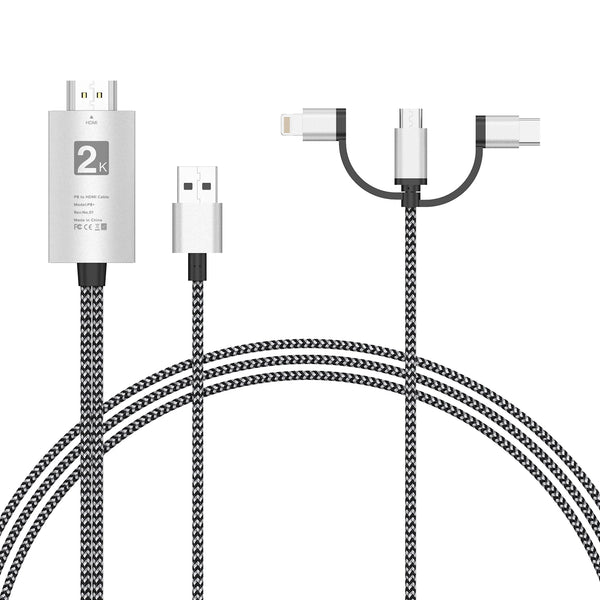 ខ្សែ UCable HDMI ទៅ Lightning 3 ក្នុង 1 សម្រាប់ភ្ជាប់អេក្រង់ទៅម៉ូនីទ័រផ្ដេក និងបញ្ឈរ សម្រាប់ I-O-S/ទូរស័ព្ទ Android