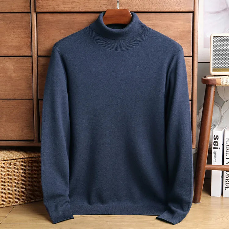 Men's Cashmere Blend Turtleneck, 480g 4A Anti-Pilling, Heavyweight Warm, Multi-Color WOOL