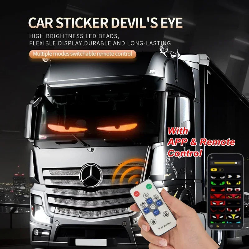ភ្លើងអេក្រង់ LED Panel APP Control 1.2-2M Matrix Animation Devil's Eyes Display Screen Light សម្រាប់តុបតែងកញ្ចក់រថយន្តដឹកទំនិញ