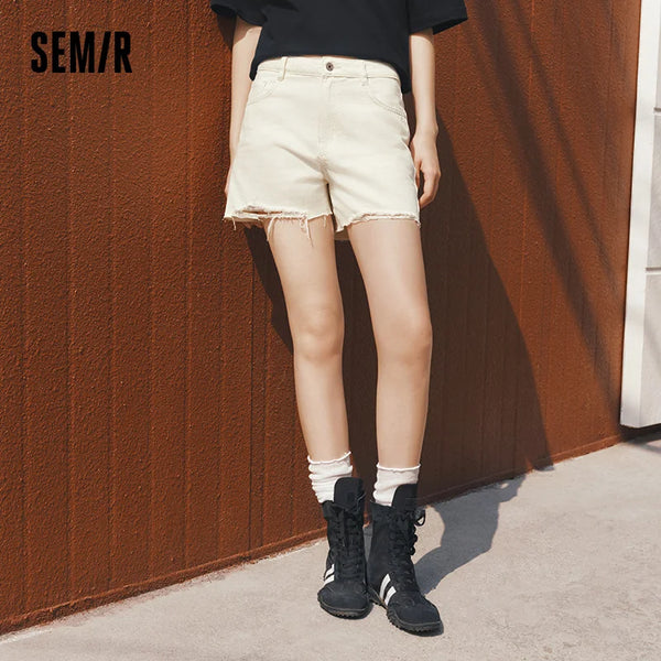 ខោខ្លី Semir សម្រាប់នារី រហែក ខោខូវប៊យបែប Vintage A Line ឆ្នាំ 2026 រចនាបថ Street រដូវក្ដៅ សមឥតខ្ចោះ