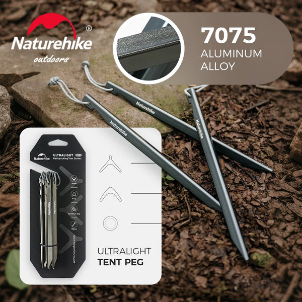បង្គោលតង់ Naturehike ធ្វើពីអាលុយមីញ៉ូម ទម្ងន់ស្រាលខ្លាំង រឹងមាំ ពង្រឹងសំណាញ់ការពារខ្យល់ សម្រាប់បោះតង់ក្រៅផ្ទះ រាងផ្សេងៗ សម្រាប់ឡើងភ្នំ