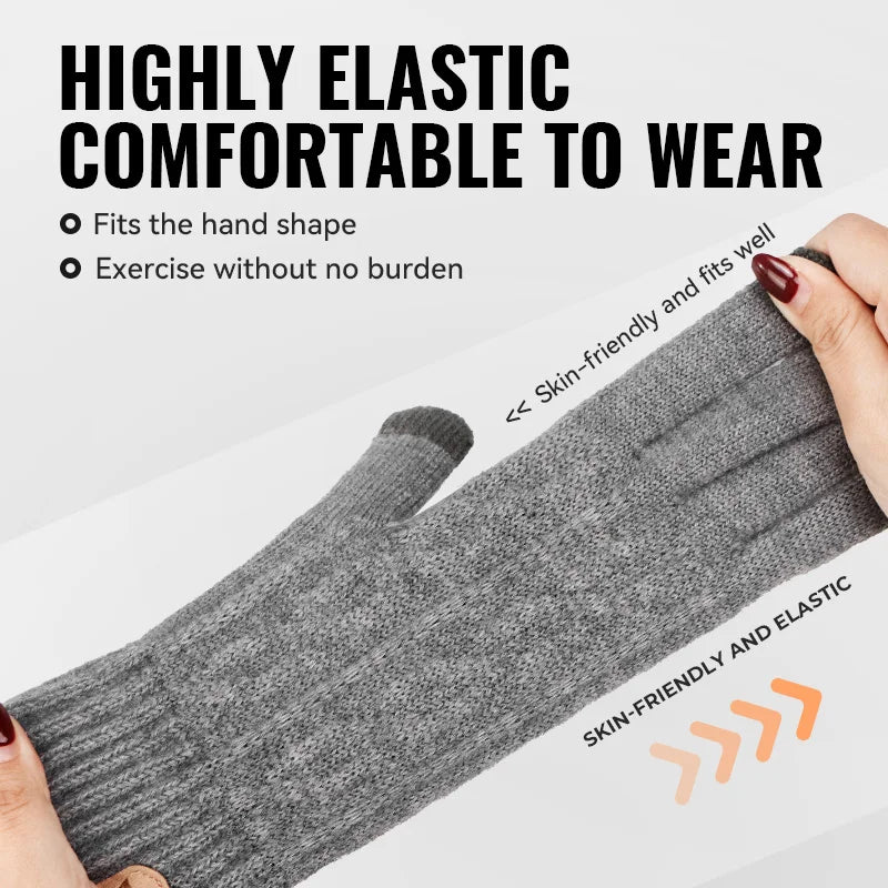 WRELS Winter Warm Gloves Thickened Cold-Proof Knitted Cycling Glove Soft Fleece Lined Cold Weather Thermal Glove for Women Men