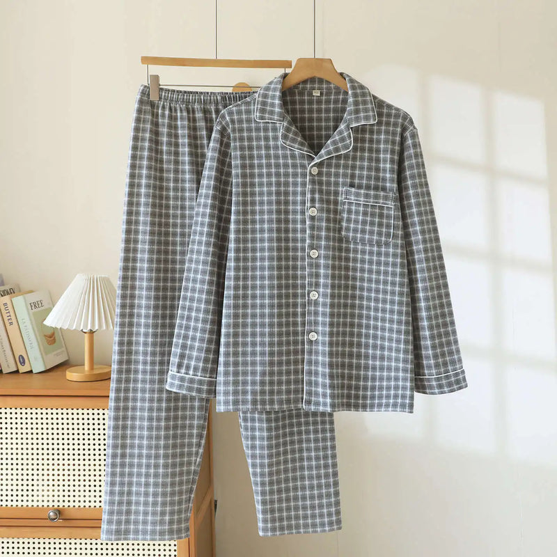 Plaid Pajamas Set Sleepwear Women Home Wear Autumn Winter New Couple Set Long Sleeves Pyjamas Suit Pijama Women Men Loungewear
