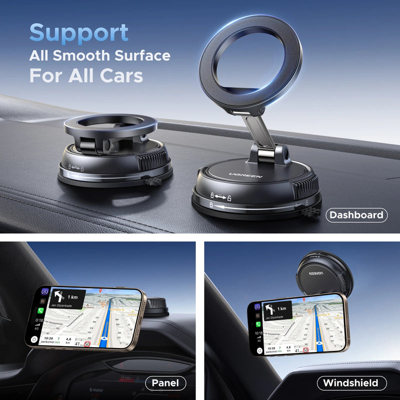 UGREEN Magnetic Car Phone Holder  360°Rotatable Dashboard Suction Cup Car Mount For Magsafe iPhone 16 15 14 ProMax Xiaomi Samsun