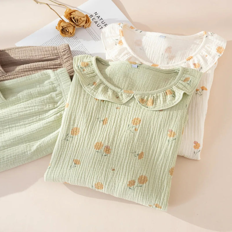 Summer Wear Pajamas for Woman Home Set Female Three-quarter Sleeve Loungewear Sleepwear Women's Cotton Comfort for Homewear