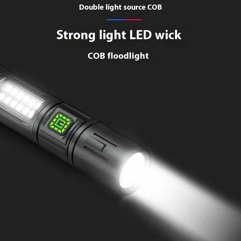 ESMARTER ពិល LED ភ្លឺខ្លាំង ចល័តបាន ពិលអាចសាកបាន ភ្លើងការងារ ភ្លើងបោះតង់ក្រៅផ្ទះ ជាមួយភ្លើងចំហៀង COB