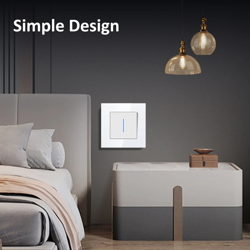BSEED E Series Mechanical Button Switch 1/2Gang Light Switch Wall EU Socket ST TV Socket Glass Panel Switch With LED Indicator
