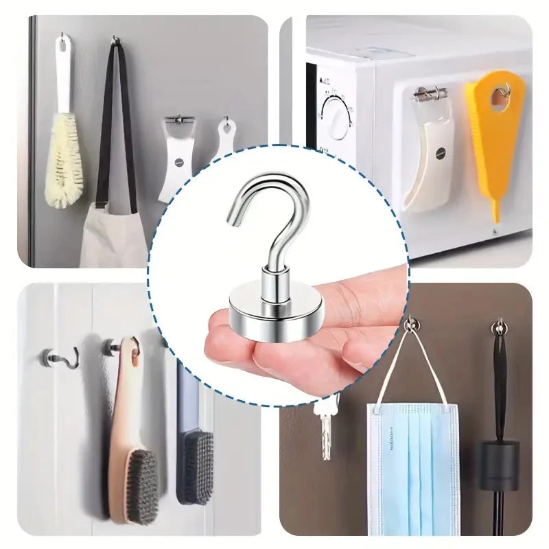 Magnetic Hook Heavy Duty, No Drill Wall Hooks for Bathroom Kitchen, Strong Hold
