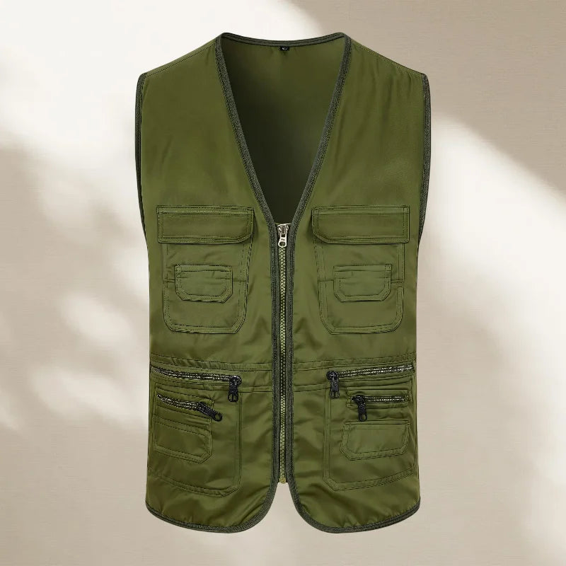 Male Outerwear Vest Thickened Zipper Work Vest Custom Printing Logo Multi-Pocket Activity Vest Team Workwear 9 Colors