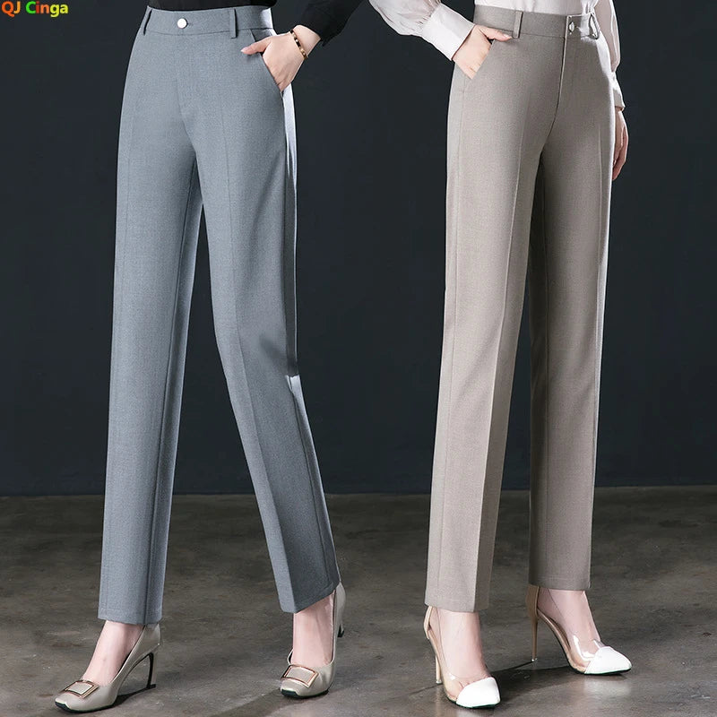 2026 New Women's Suit Pants, Black Gray Khaki Pantalones Spring Female Slim Trousers, Asian Size 26 27 28 29 30 31 32 33
