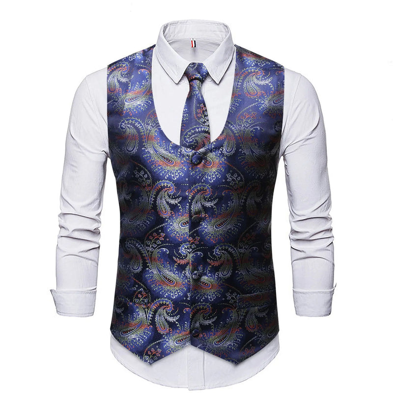 2026 New Mens Sleeveless Vest, Wedding Party Stage Performance Waistcoat, Single Breasted Red Blue Vests