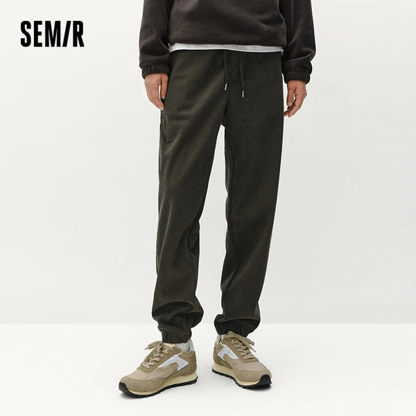 Semir Baggy Pants Men Textured Corduroy Loose Elastic Cuff Casual 2025 Winter Clothes for Man Soft Corduroy Warm
