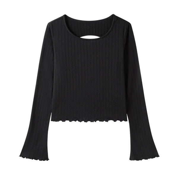 Semir Base Layer Top Women Hollow Out Design Slim Fit Sweet Lettuce Trim Undershirt 2025 Versatile Innerwear