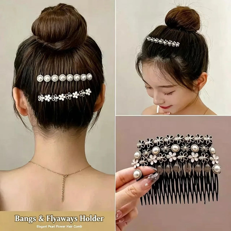 Women Pearl Insert Hair Comb Broken Hair Finisher Back Head Hairpin Elegant Korean Style Hair Accessories