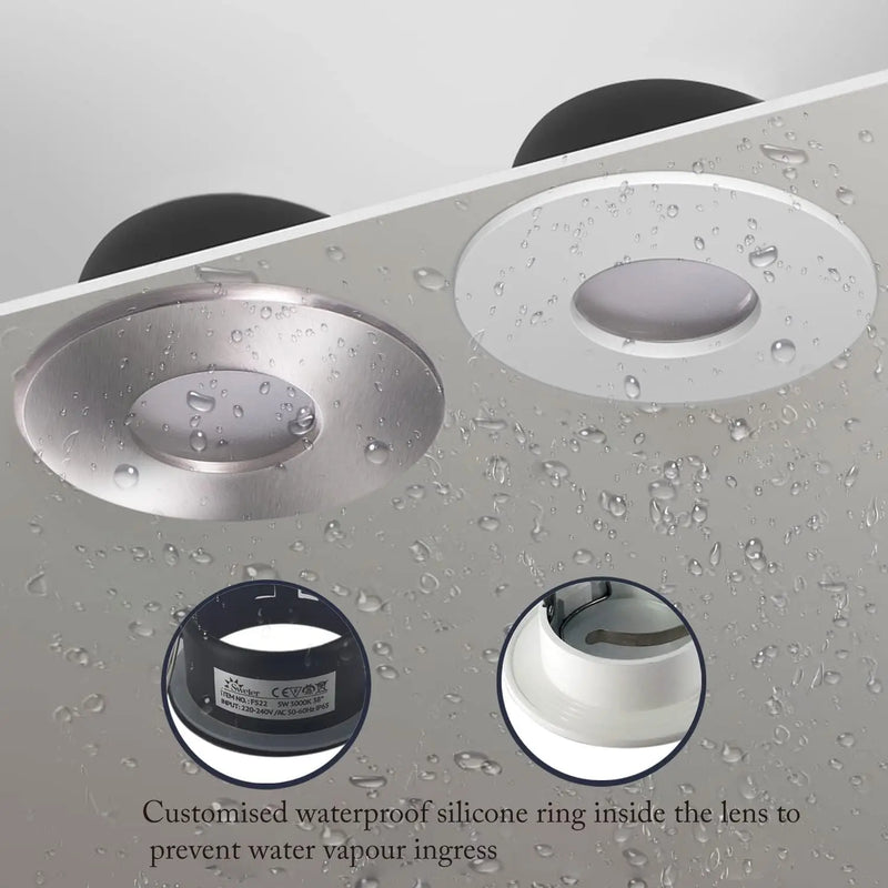 JOYINLED Recessed Spotlights GU10 MR16 Frame IP65 Aluminium White Bathroom Mounting Frame for LED Waterproof Recessed Lights