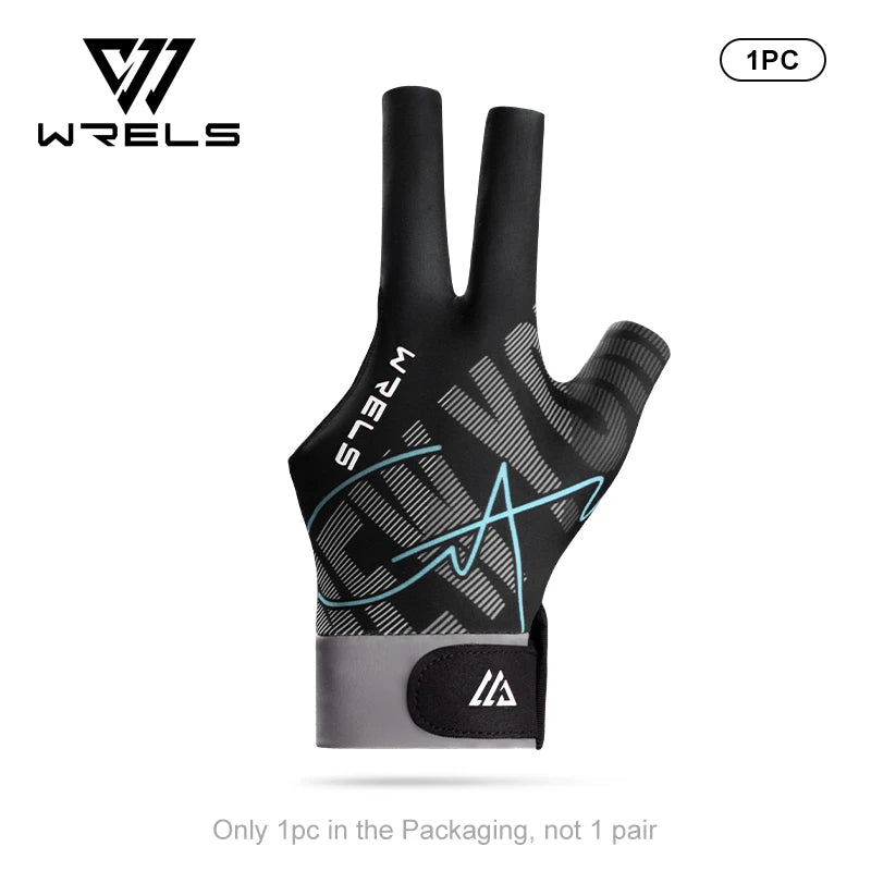 WRELS 1pc Left Hand Billiards Glove Three Finger Snooker Billiard Glove Non Slip Stickers Elasticity Billiard Training Gloves