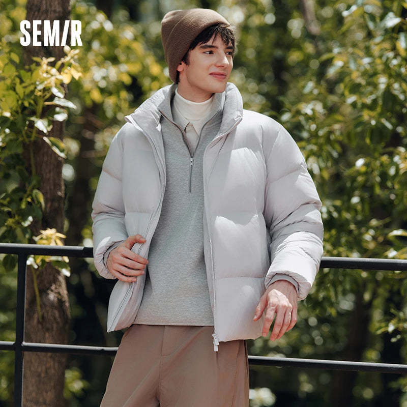 Semir Gray Duck Down Jacket Lightweight Warm Slim Men 2025 Winter Casual Fashion Puffer Coat Short Style Outerwear