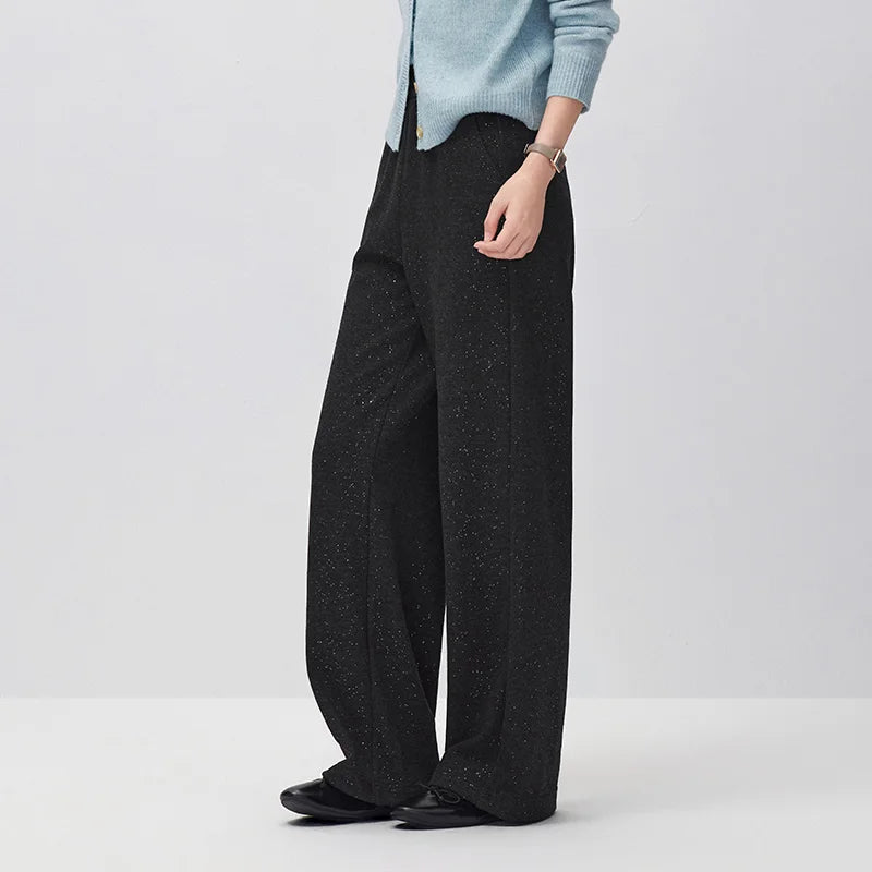 Semir Women Casual Pants Metallic Detail Modern Style Wide Leg 2026 New Winter Daily Wear Urban Casual Style Everyday Wardrobe
