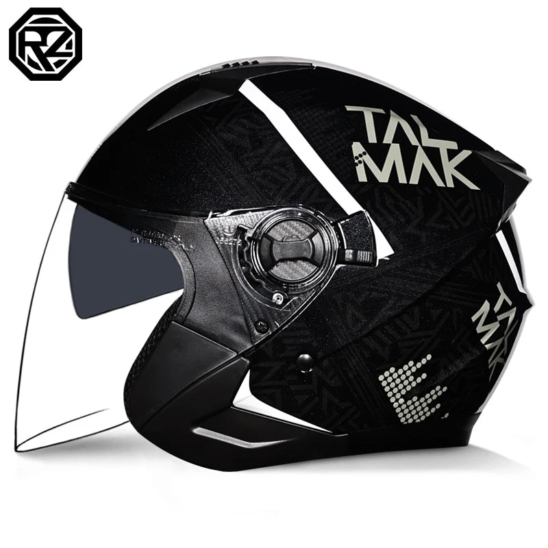 ORZ Motorcycle Helmet Half Face Double Lens Moto Four Seasons Men Women Street Fashion Helmet Capacete De Moto Safety