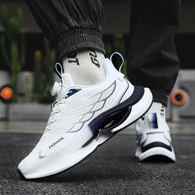 Lovers rotating shoelaces running shoes four seasons new soft sole outdoor casual sports shoes men's breathable light sneakers