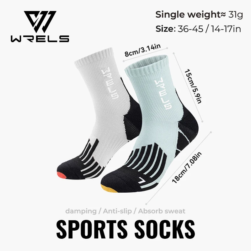 WRELS Sports Socks Arch Support 3D Anti Slip Quick Dry Breathable Cushioned Soccer Gym Training Outdoor Athletic Socks Men Women