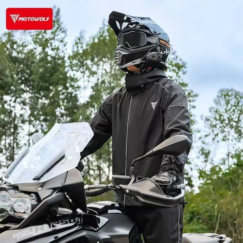 ឈុតអាវភ្លៀងម៉ូតូ MOTOWOLF ឈុតភ្លៀងសម្រាប់បុរសនារី អាវស្តើងស្រាល ការពារទឹក ការពារព្យុះ ការពារភ្លៀង