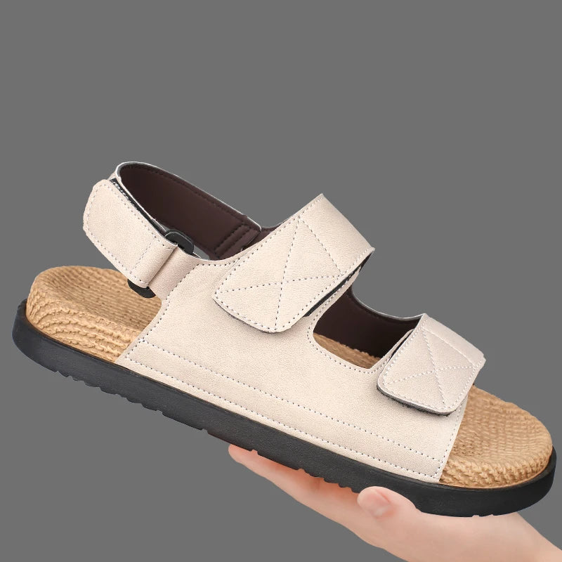 Thick Soles Bottom Platform Mens Leather Sandals Men Adjustable Slippers Sandals Soft Comfortable Summer Shoes