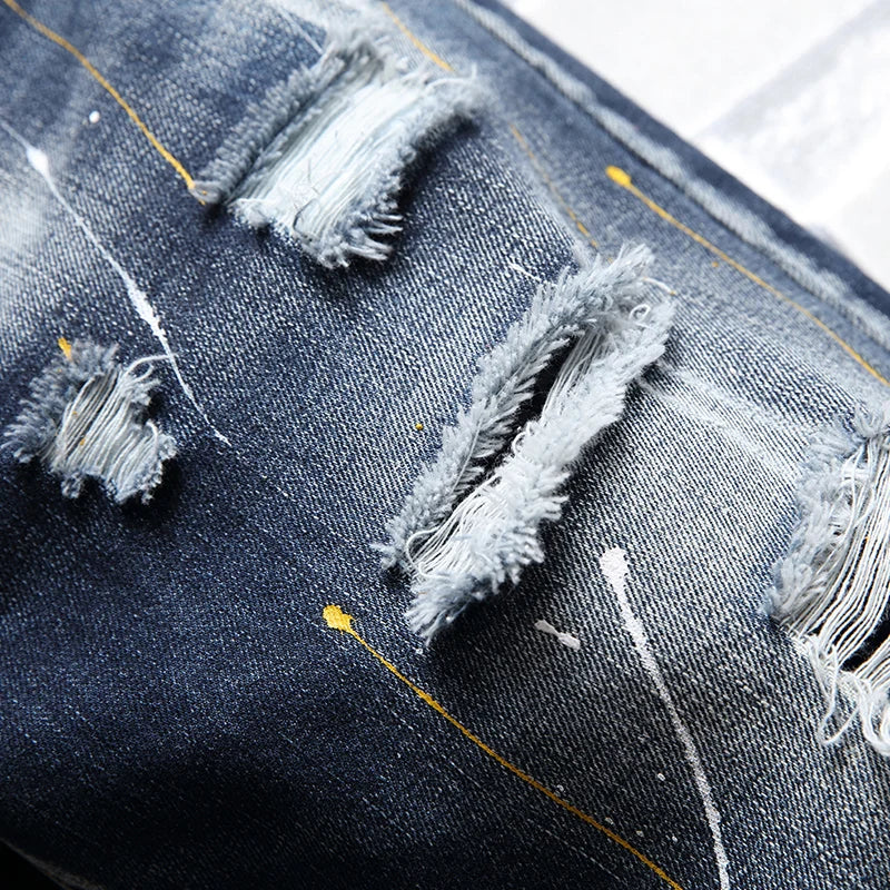 2026 Summer Men's Blue Ripped Jeans Shorts, Fashion Casual Denim Shorts, Plus Size 28-34 36 38 40 Men Slacks