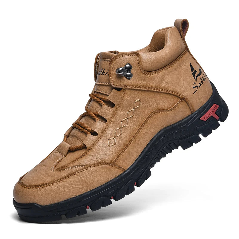 Walking Shoes Men 2025 New Casual High Top Leather Surface Anti Slip Wear-resistant Daily High Quality Retro Sneakers Men