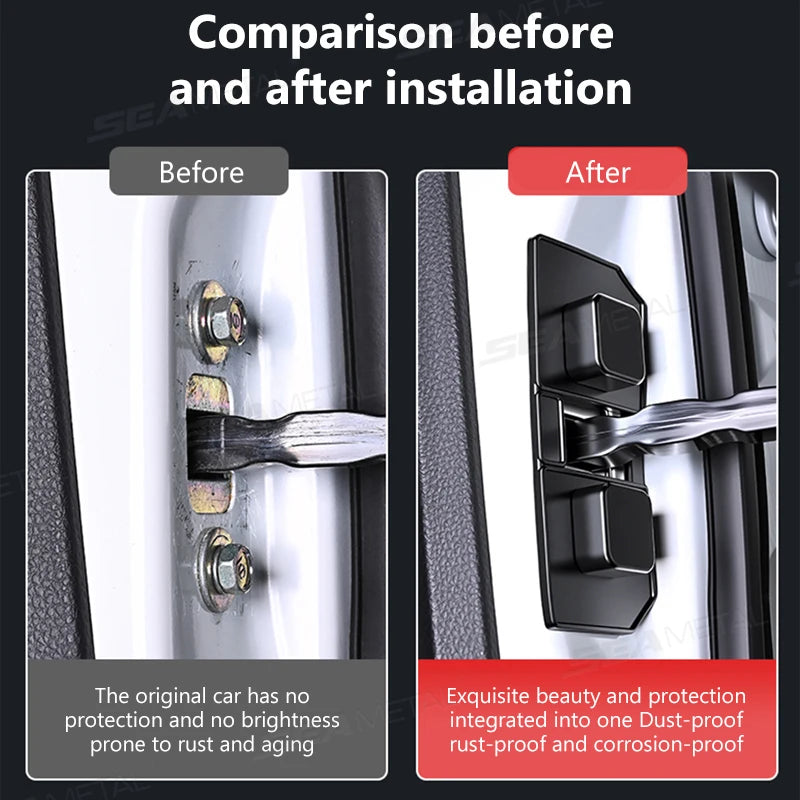 SEAMETAL 4pcs Universal Car Door Limiter Rainproof Anti-rust Silicone Auto Door Lock Buckle Protective Cover for Car Accessories