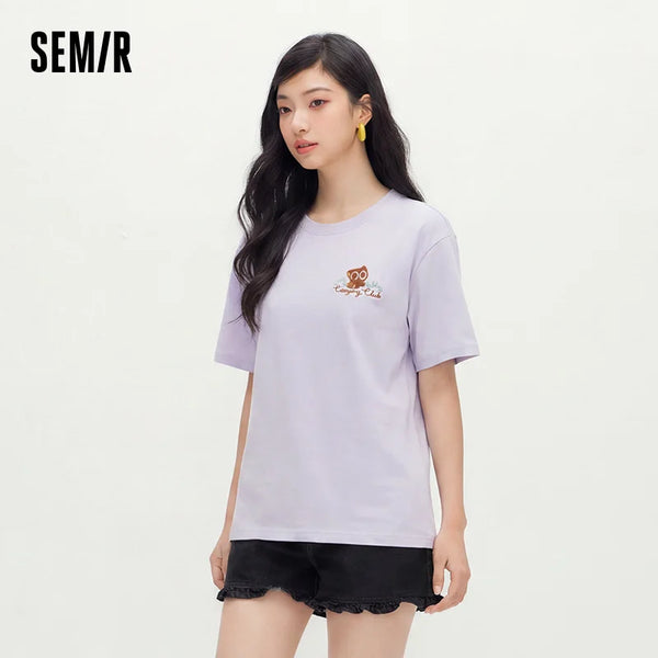 អាវយឺត Semir សម្រាប់នារី ស្រូបសំណើម ស្ងួតលឿន ប៉ាក់រូបតុក្កតា ស្ទីលធម្មតា រដូវក្តៅ ឆ្នាំ២០២៦